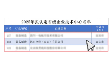 喜報(bào)|遠(yuǎn)東電纜（宜賓）上榜省級(jí)企業(yè)技術(shù)中心名單